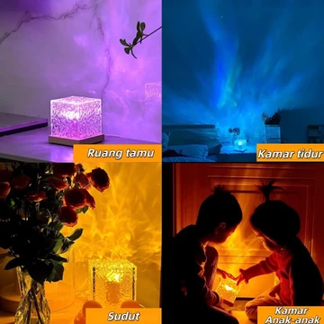 Lampu Kristal Meja RGB 16 Warna Sentuhan Dekorasi Romantis Cocok Ruang Tamu Kamar Tidur