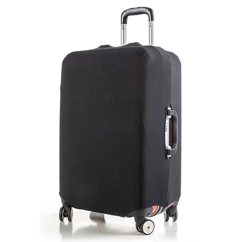 Cover / Sarung Koper Hitam Elastis Poliester Spandeks untuk Koper 18-32 Inch dengan Lubang Pegangan dan Velcro Lindungi Koper dari Goresan dan Lecet