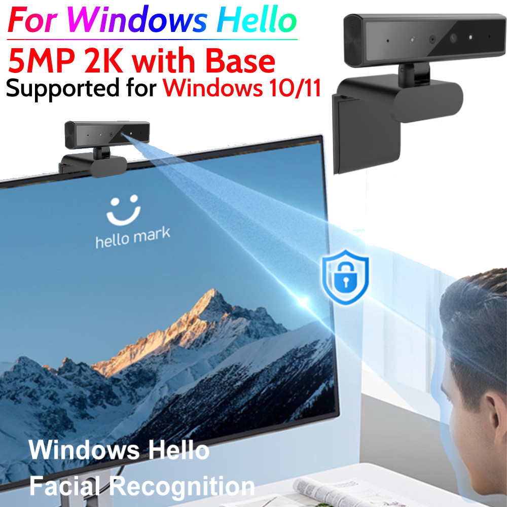 Jual Facial Recognition Webcam for Windows Hello with Base ...