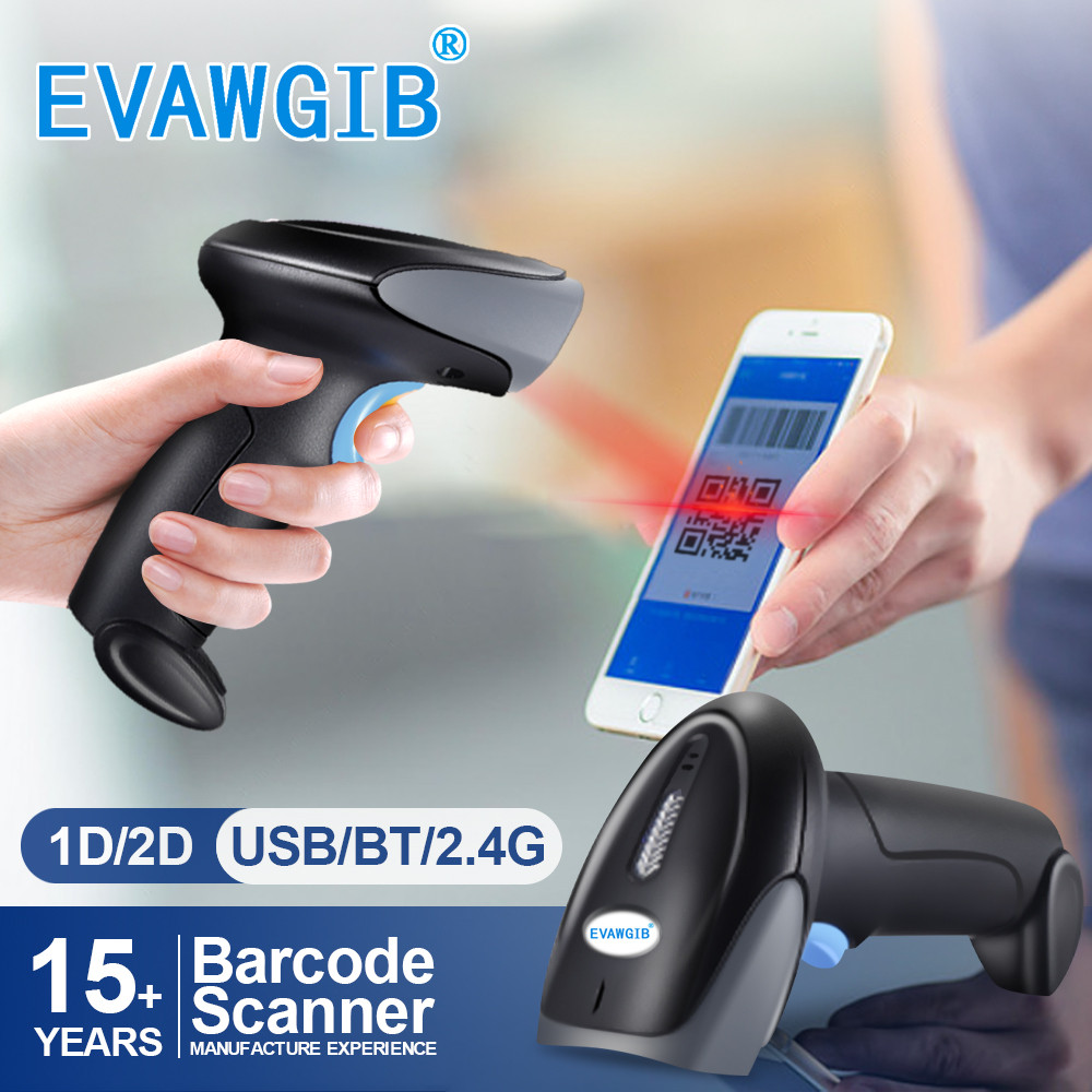 Jual EVAWGIB Handheld Wired 1D 2D Qr Bar Code Reader Wireless Laser ...