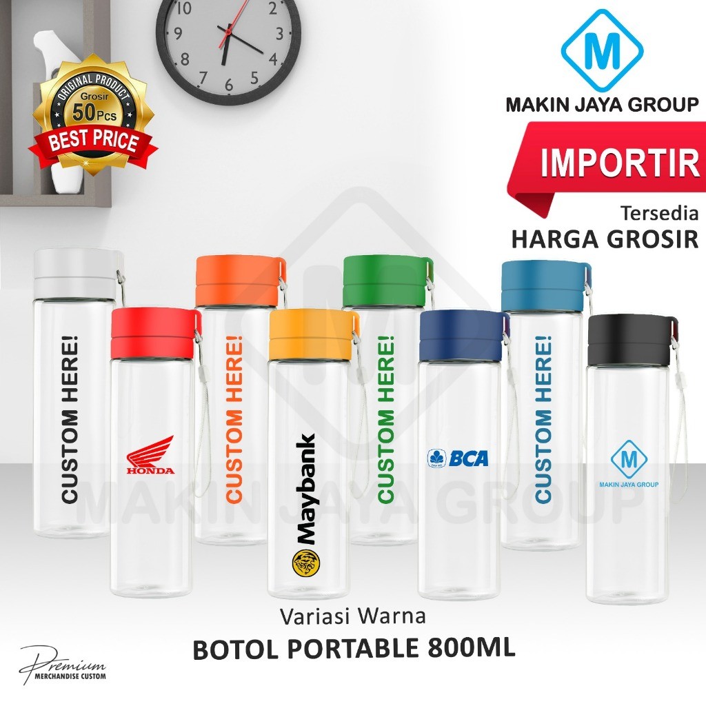 Jual Botol Portable 800ml Polos - botol air minum plastik olahraga ...