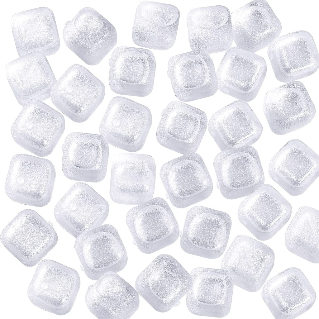 Jual 20Pack Reusable Ice Cubes for Drinks Refreezable Plastic Ice Cubes ...
