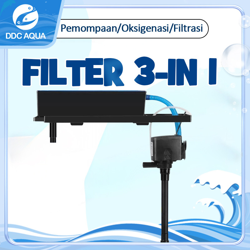 Jual DDC AQUA Filter Pompa Komplit Top Filter Box Aquarium 3 In 1 ...