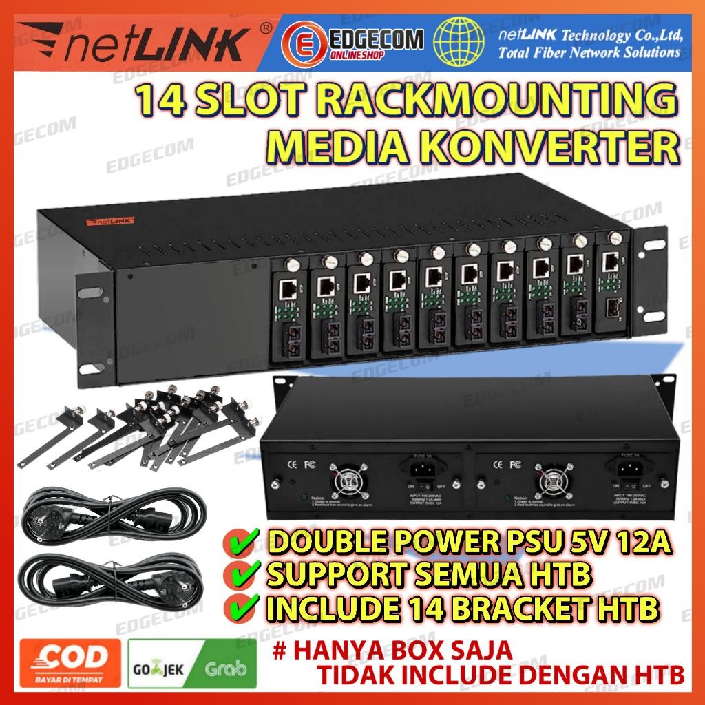 Jual RACK MOUNTING HTB 14 SLOT MEDIA CONVERTER + DOUBLE POWER PSU 5V ...