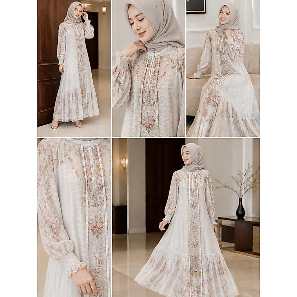Kirani Dress Muslimah Premium Motif Elegan Gamis Wanita Kekinian Kondangan Busui Friendly