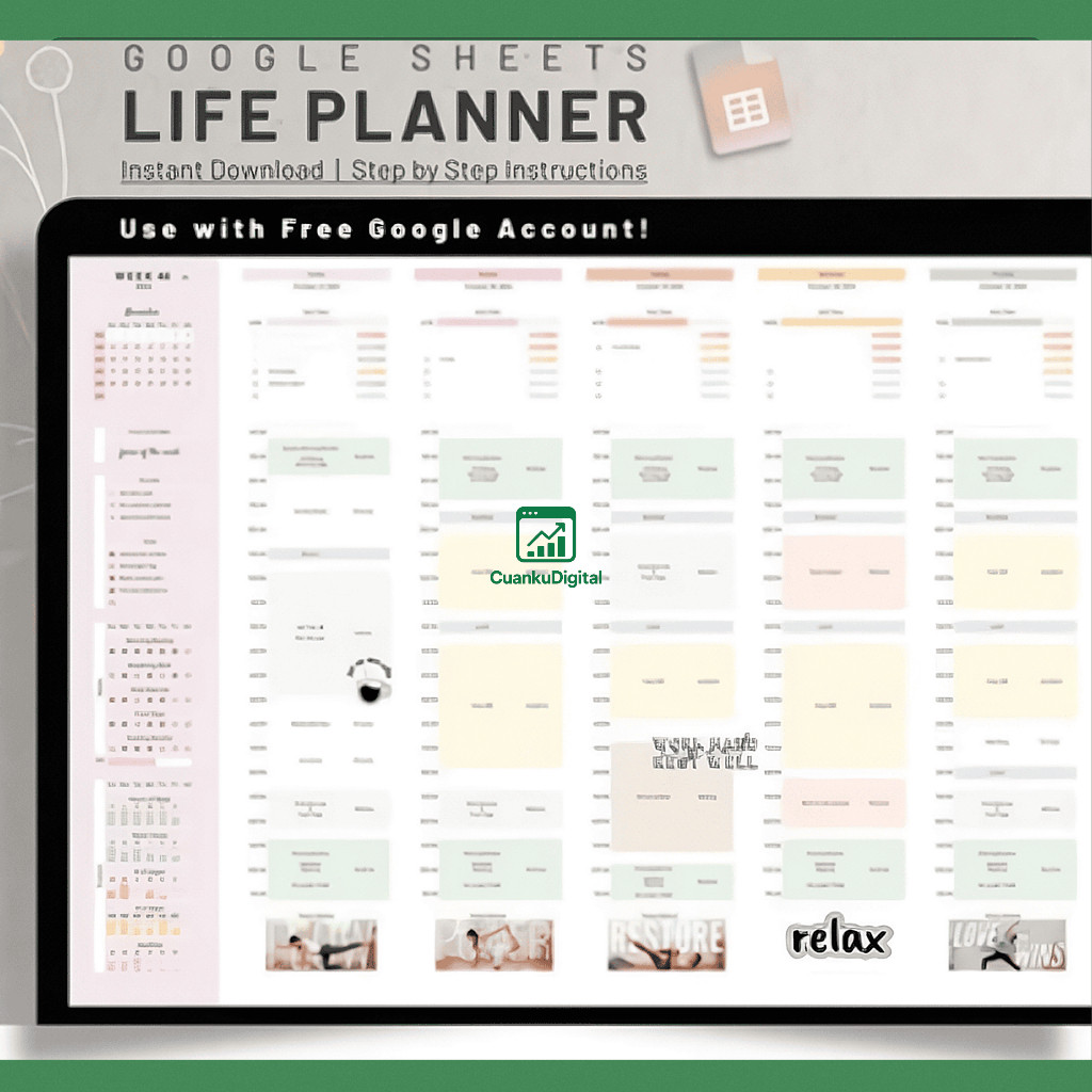 Jual Template Google Sheets Planner Digital Jadwal Harian Kalender ...