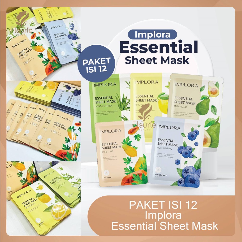 Jual (Bundling Isi 12) Implora Sheet Mask 25gr – Masker Wajah Lembut ...