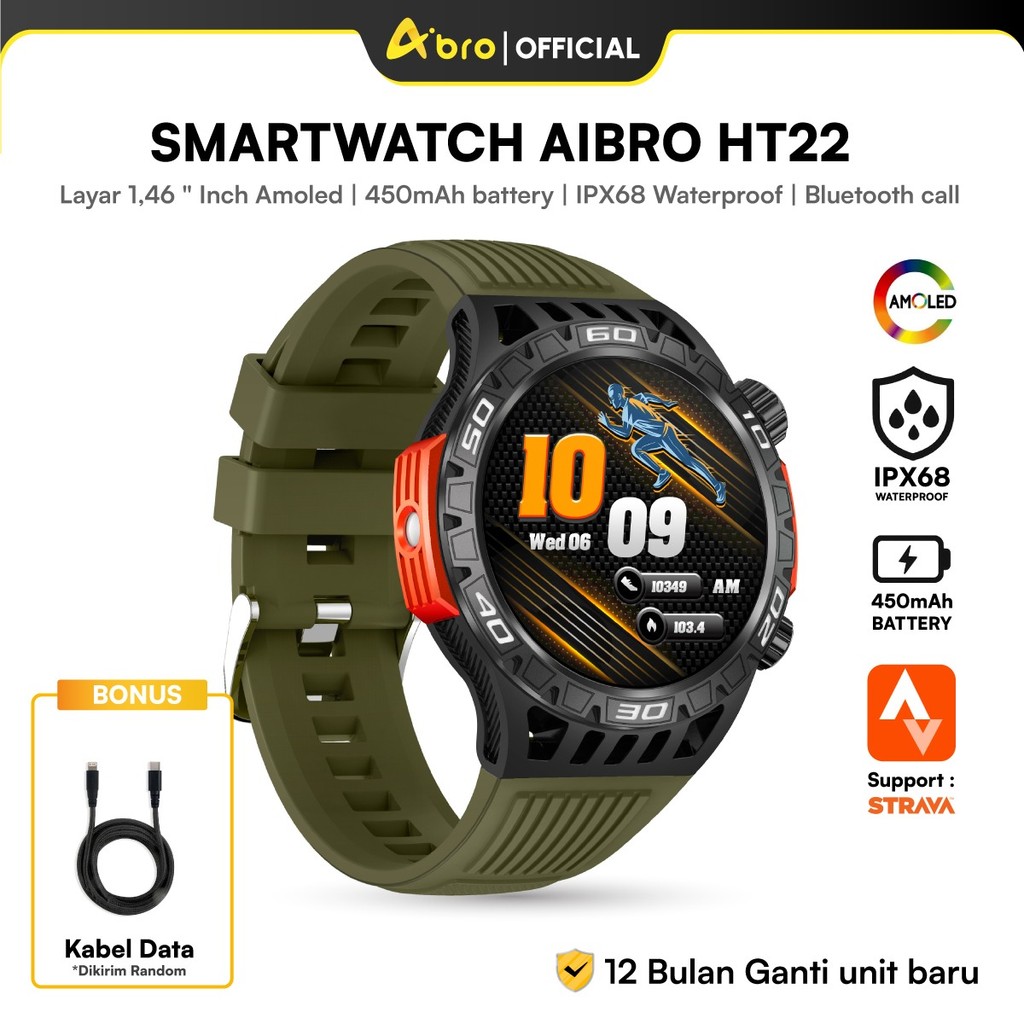 Jual ( SUPPORT STRAVA ) AIBRO Smartwatch HT22 | NFC Support | Bluetooth ...