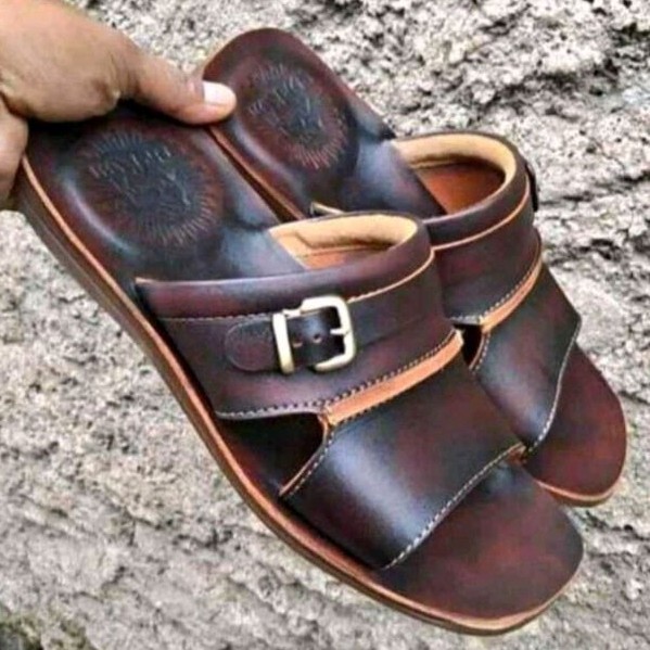 Jual sendal kulit pria original slop terompah | Shopee Indonesia