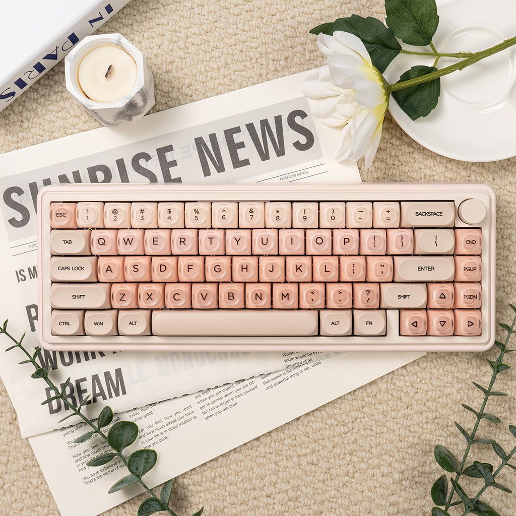 Jual 132 Keys Liquid Foundation keycaps HOA Profile PBT+PC Round Pink ...