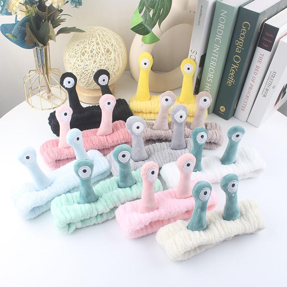 Jual Cartoon Big Eye Snail Headband For Washing Face Cute Elastic Snail ...
