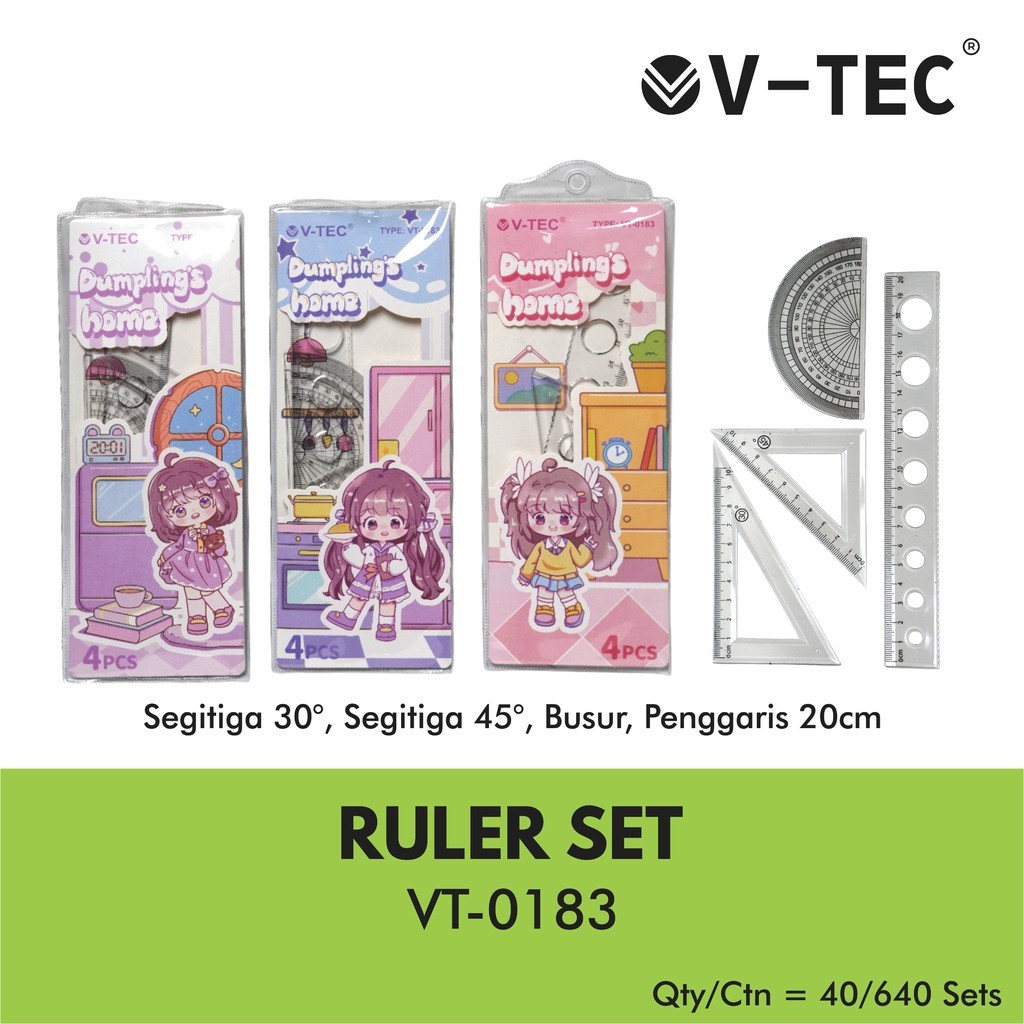 Jual MATHEMATIC RULLER SET V-TEC | Shopee Indonesia