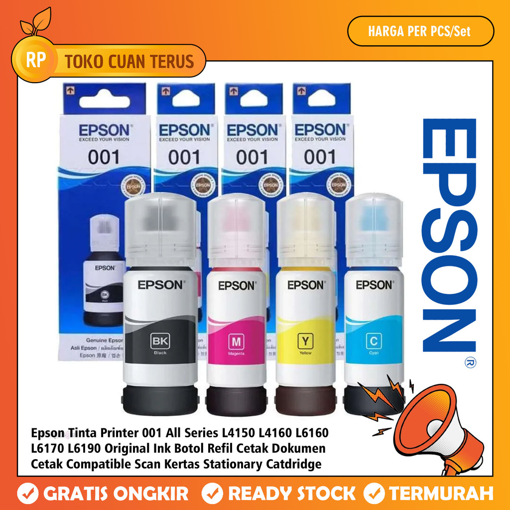 Jual Epson Tinta Printer 001 Original Ink All Series L4150 L4160 L6160 ...
