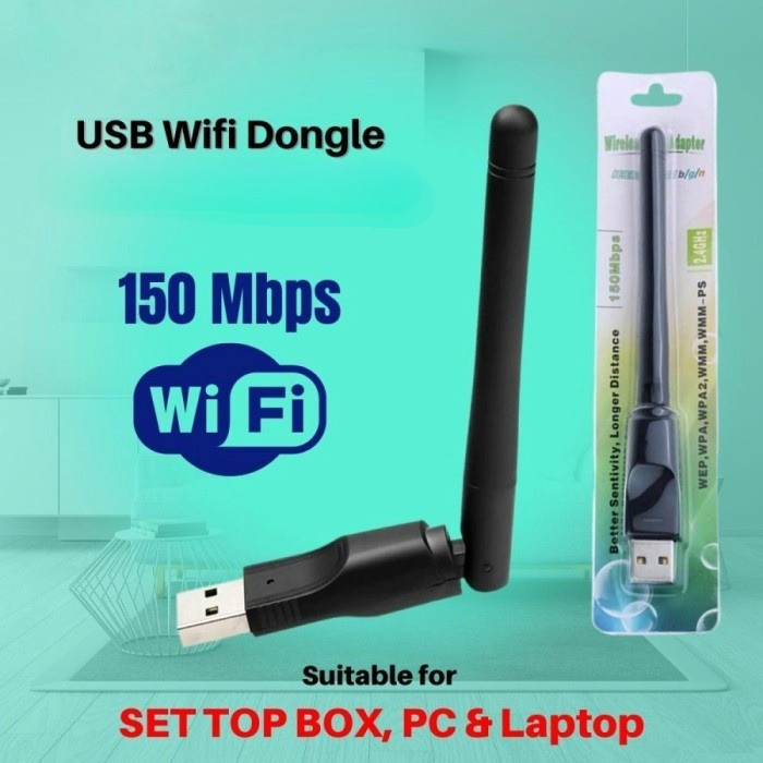 USB Wifi Set Top Box Dongle Receiver STB TV Parabola Antena PC 150Mbps Portable