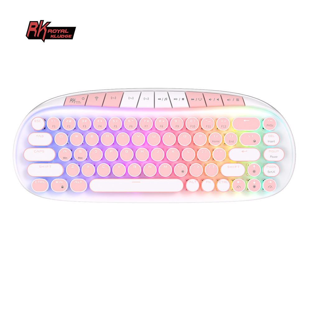 Jual RK ROYAL KLUDGE ROUND Retro Punk Mechanical Keyboard 2.4G Wireless ...