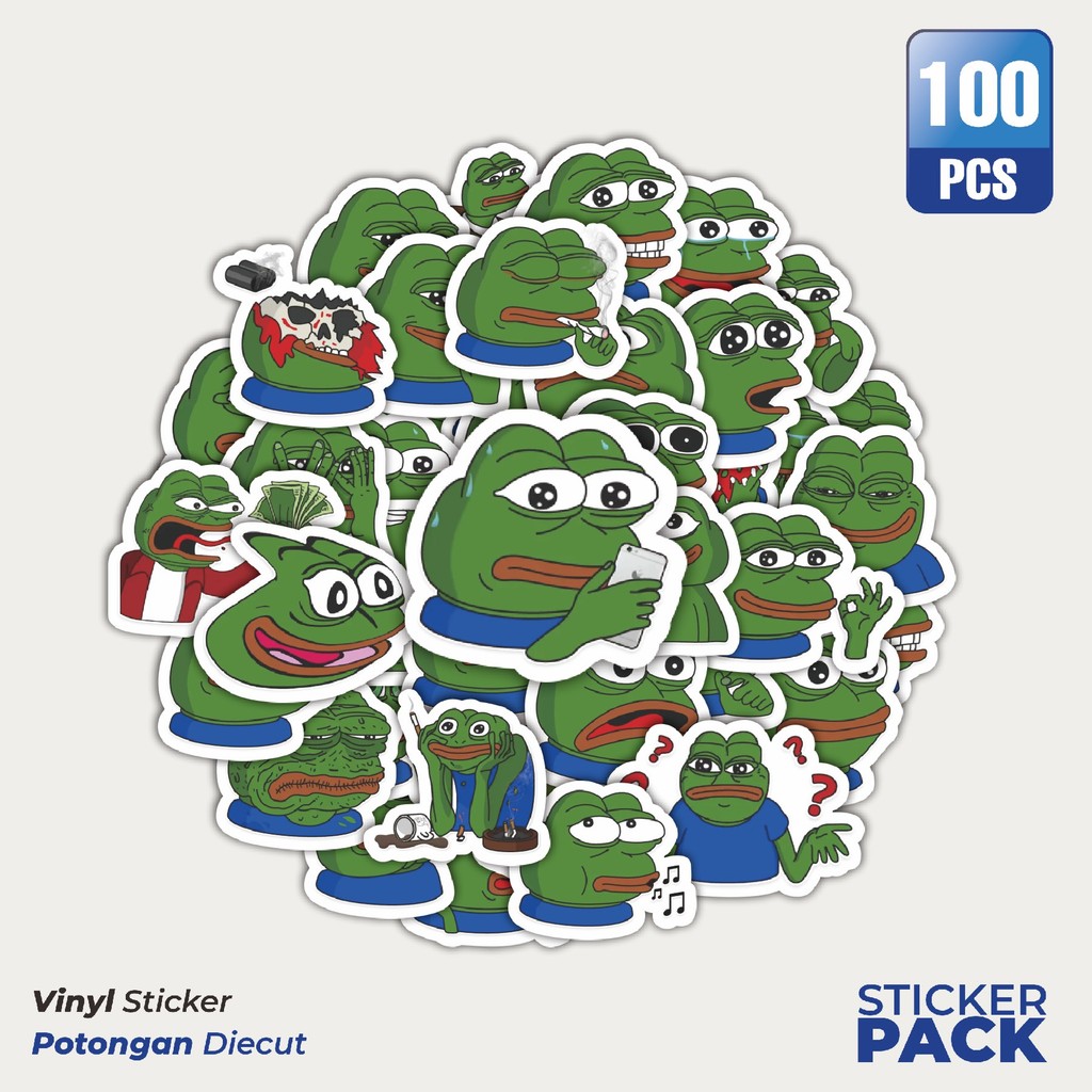 Jual MURAH 100 PCS Stiker Pepe The Frog Meme Pack 02 Waterproof ...
