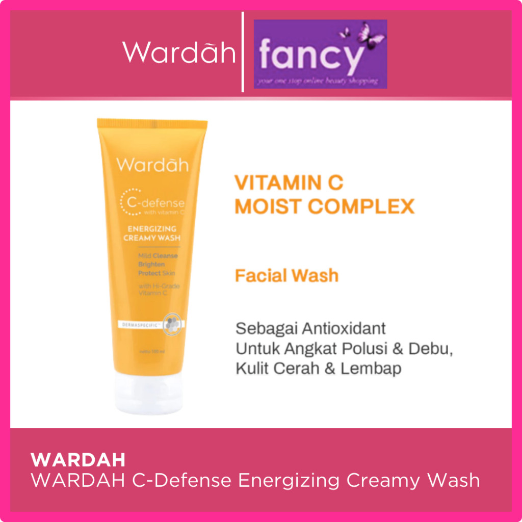 Wardah C-Defense Energizing Creamy Wash 100ml (Ukuran Besar) - Facial Wash Mencerahkan & Melembabkan
