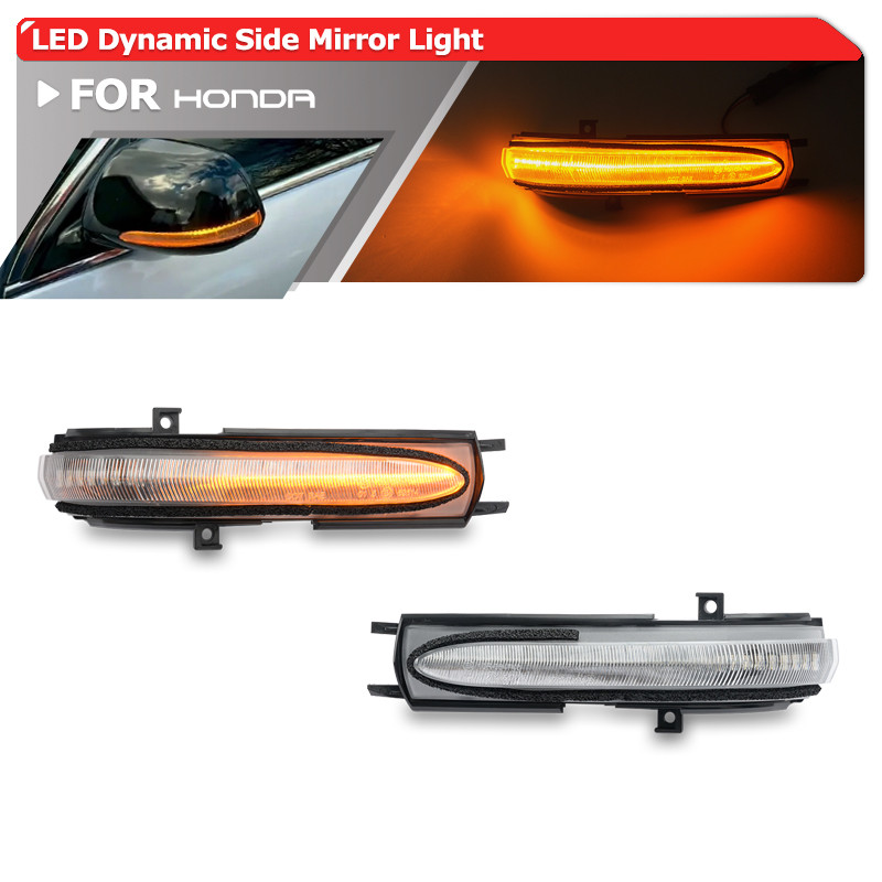 Sequential LED Side Mirror Turn Signal Lights For Honda Accord Hybrid & Acura TSX (04-08) – Clear Lens, Amber