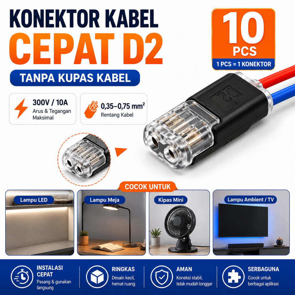 Jual 10PCS Blok Terminal Soket Konektor Kabel Cepat Low Voltage LED ...