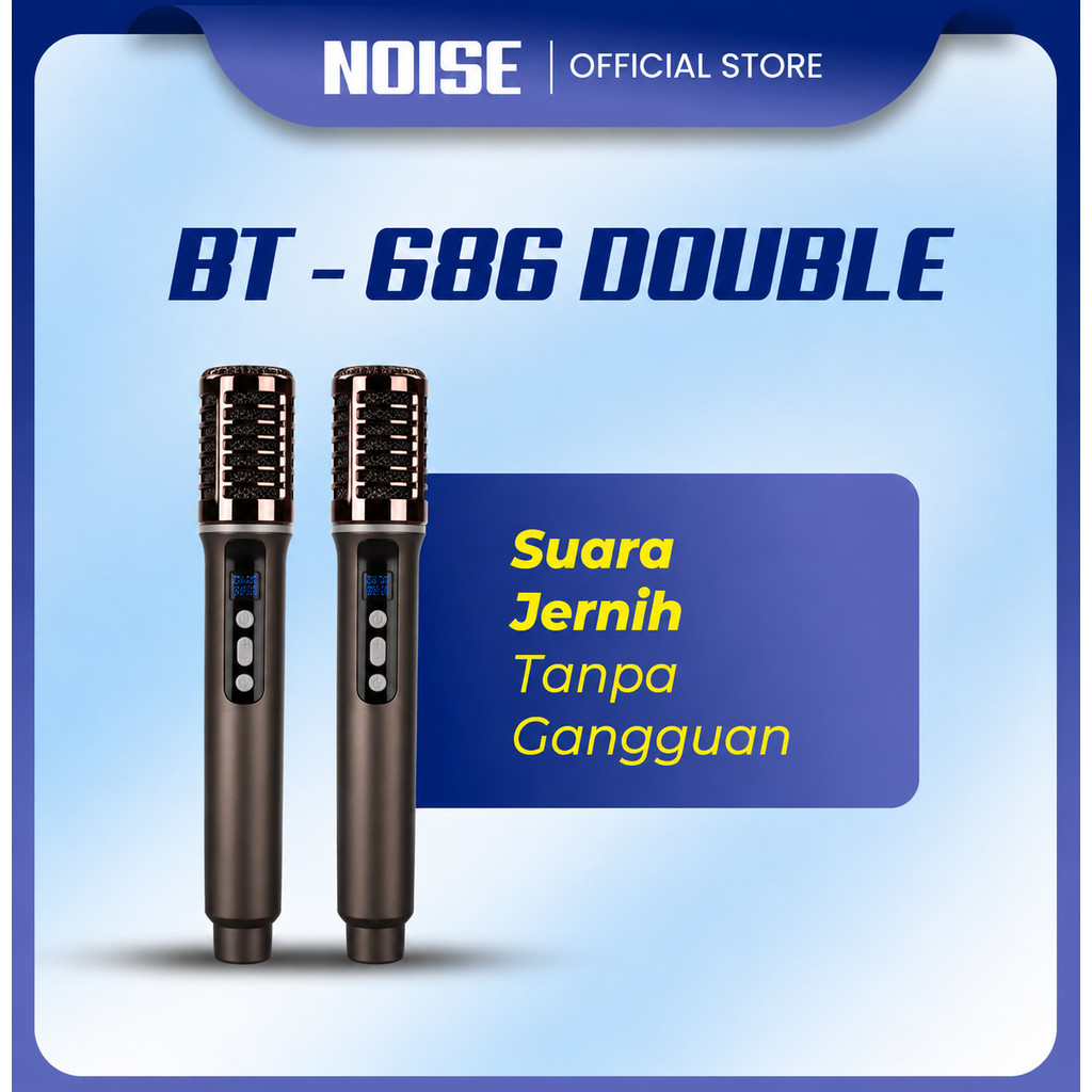 Product image NOISE Wireless Microphone Mic Wireless Karaoke UHF Profesional Cordless Bisa di Charger Karaoke Mikrofon BT - 686 Double