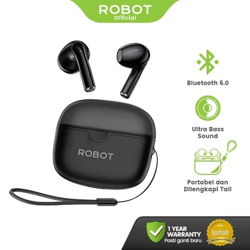 ROBOT TWS Wireless Earphone Bluetooth 6.0 Earphone Wireless Transparan Ultra Bass Enco Buds 3