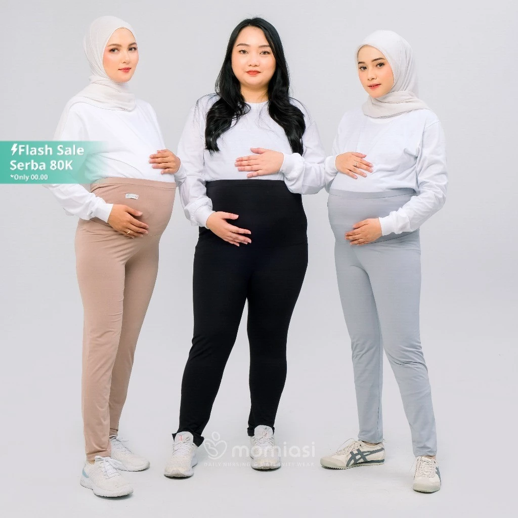 [BEST SELLER] Momiasi - Celana Legging Ibu Hamil Leging Wanita Bumil Maternity Legging Jumbo Premium - foto 1