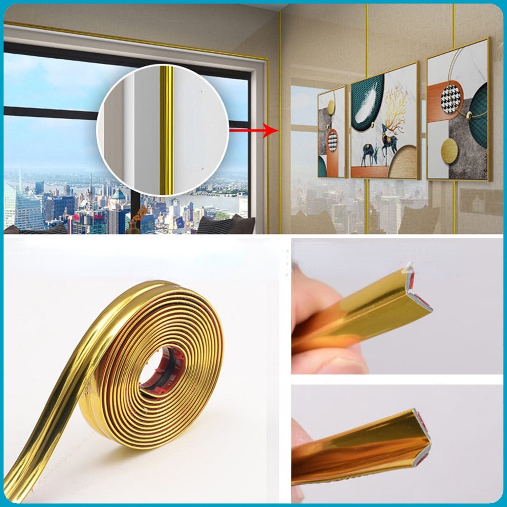 Jual LIST PLAT STRIP MIRROR / Wall STICKER PANJANG 3 METER Emas ...
