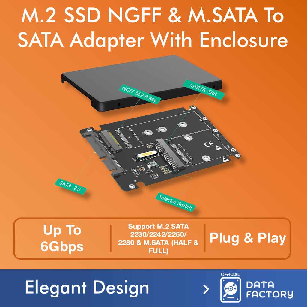 Jual M.2 SSD & M.SATA Adapter To 2.5 SATA SSD Enclosure SSD Converter ...