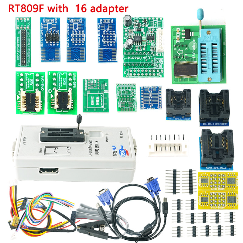Jual 100% Original RT809F ISP Programmer + 16 Adapter Icsp Bios ...