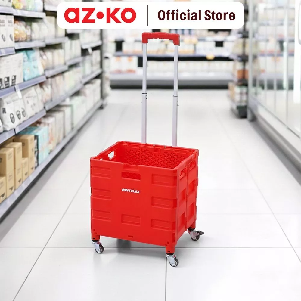 AZKO Maxbuilt Troli Lipat Portabel 25 Kg - Merah Keranjang Dorong Portable Belanja Utility Cart Roda - foto 1