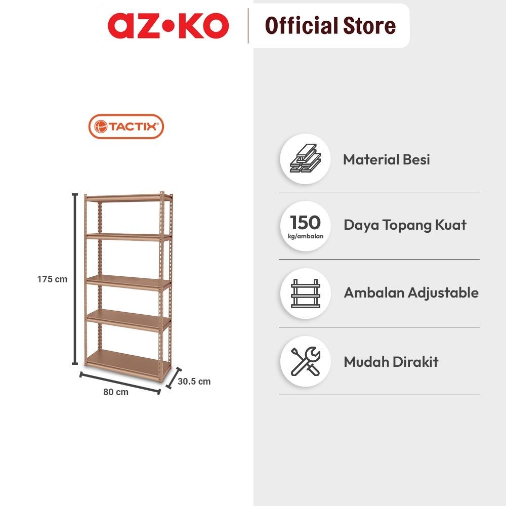 Jual AZKO Tactix Norden Rak Besi 5 Tingkat - Cokelat Tawny Storage Rack ...