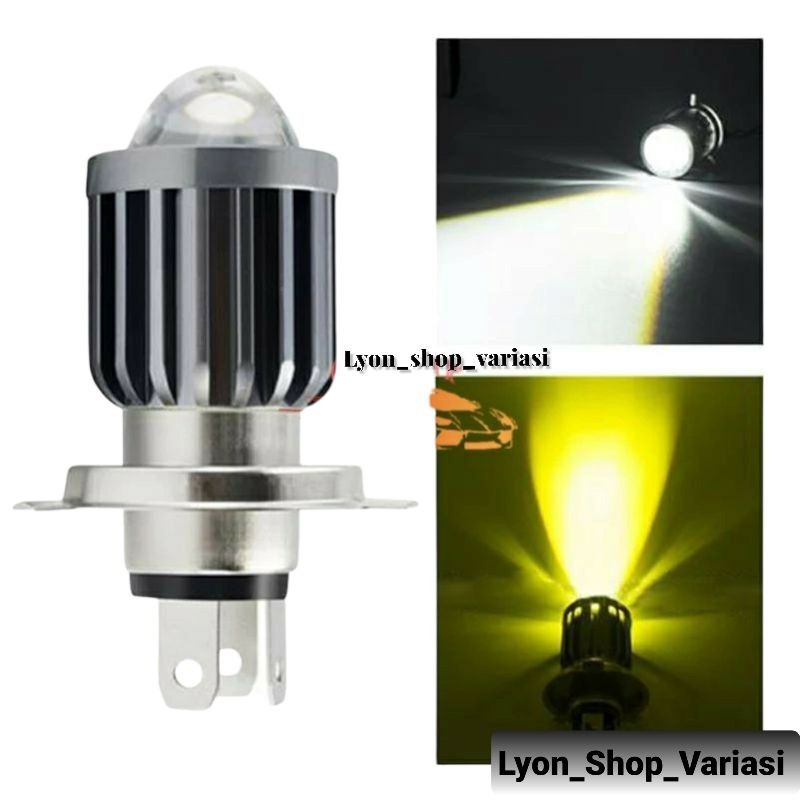 Lampu Depan Led Laser H4 2 Warna Vixion Scoopy CBR Putih - Kuning Bisa Motor - Mobil
