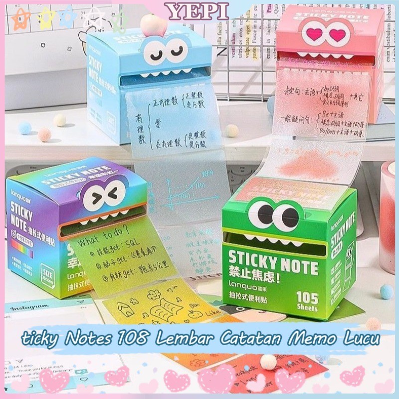 Jual 【Ready】ticky Notes 108 Lembar Catatan Memo Lucu/Pull-Out Catatan ...