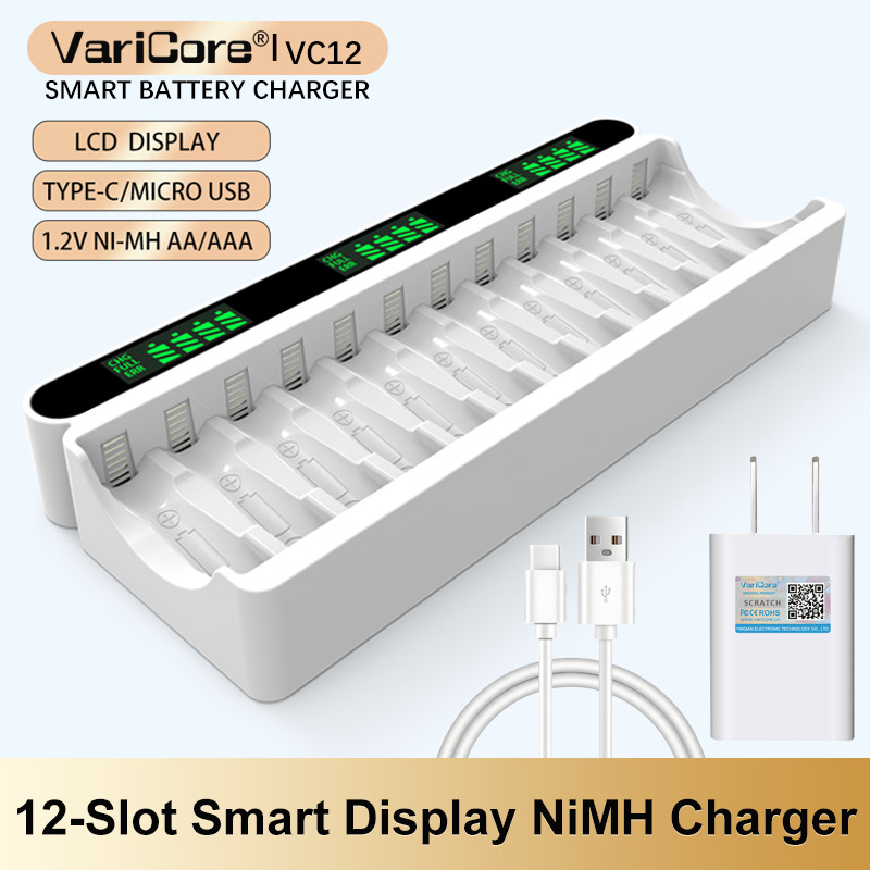 Jual VariCore VC12 5V2A Type-C EU US UK AU 12 slot intelligent arger ...