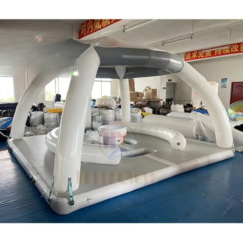 Jual Drop Stitch Floating Dock with Tent Water Swimming Sea Inflatable ...