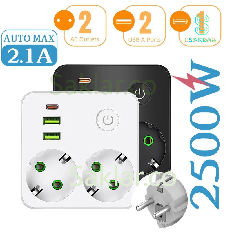 Jual Saklar Power Strip Power Socket stop kontak dinding Usb Charger ...