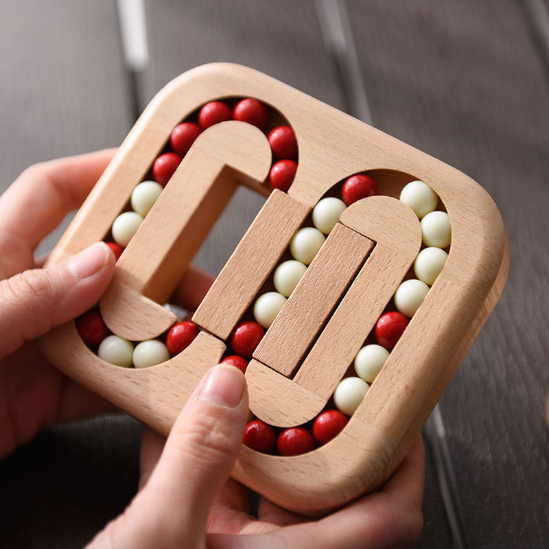 Jual Magic Bean Cube Rotating Puzzle Wooden Brain Teaser Games stress ...