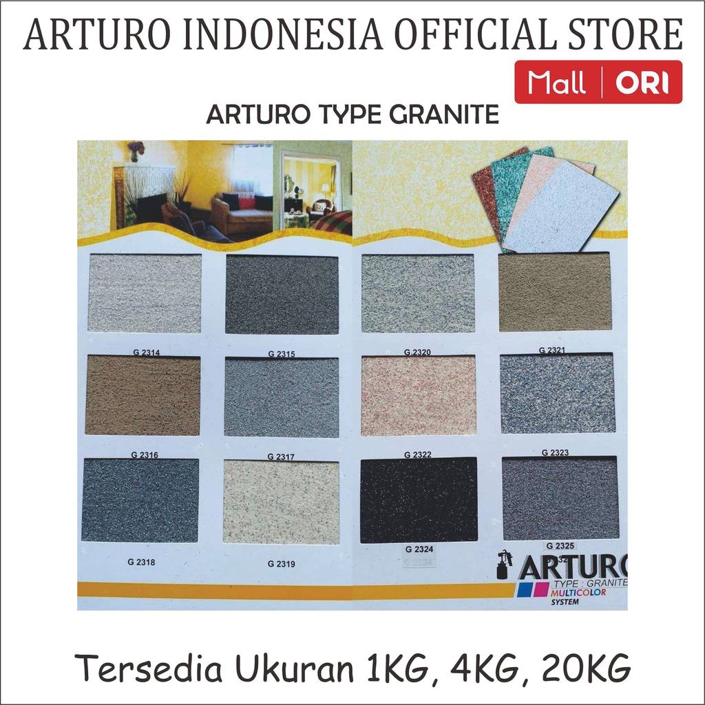 Jual ARTURO Type Granite Kaleng 1kg Cat Texture Tone Tekstur Flakes ...