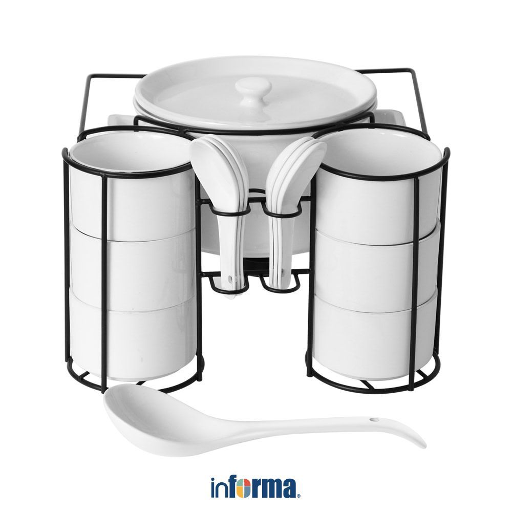 Informa Appetite Alby Mangkuk Saji 1.7 Liter Set 16 pcs - Putih Mangkok Saji Serving Bowl Wadah Hidang Bowl Hidangan