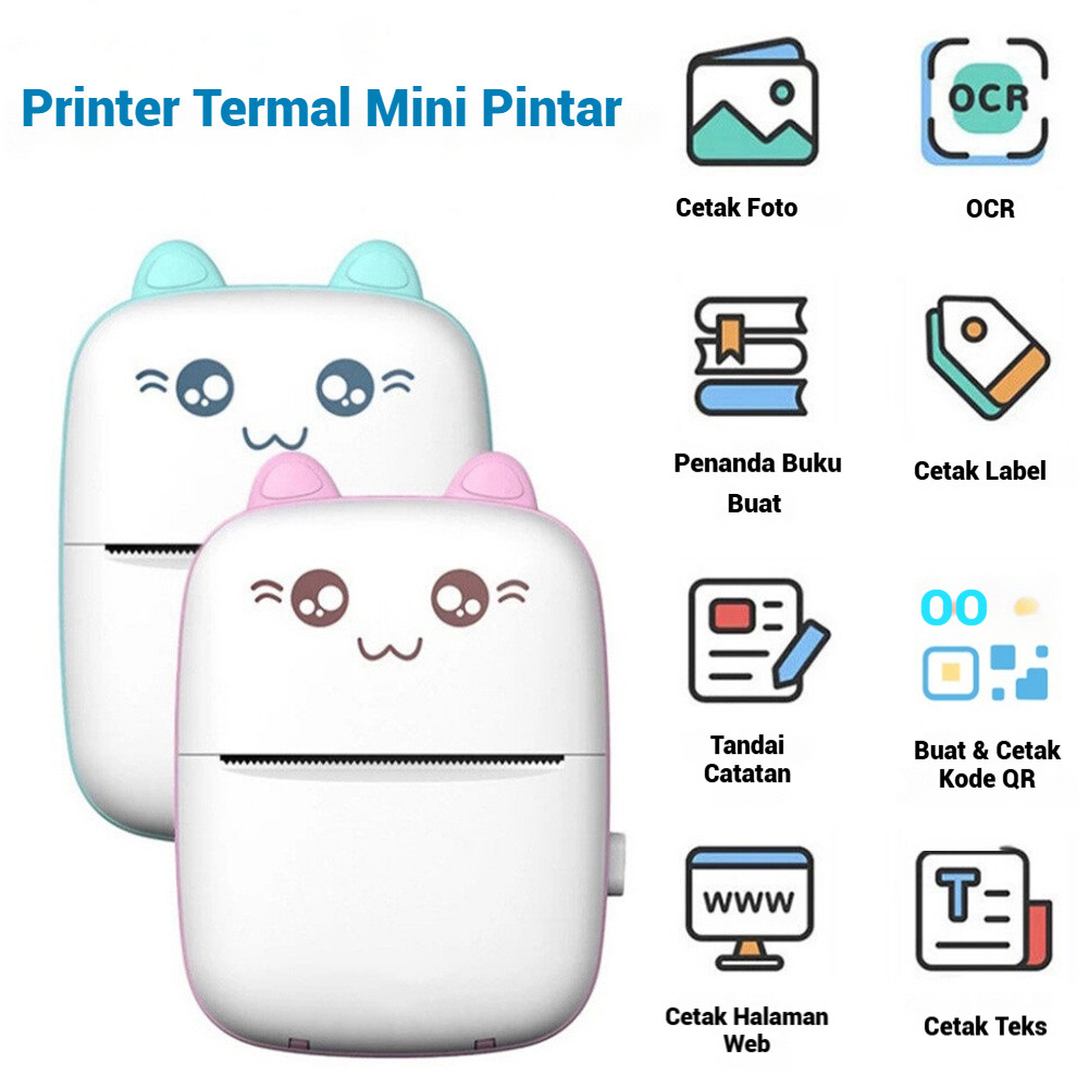 Jual Portable Mini Cute Thermal Printer Bluetooth Portable Label ...
