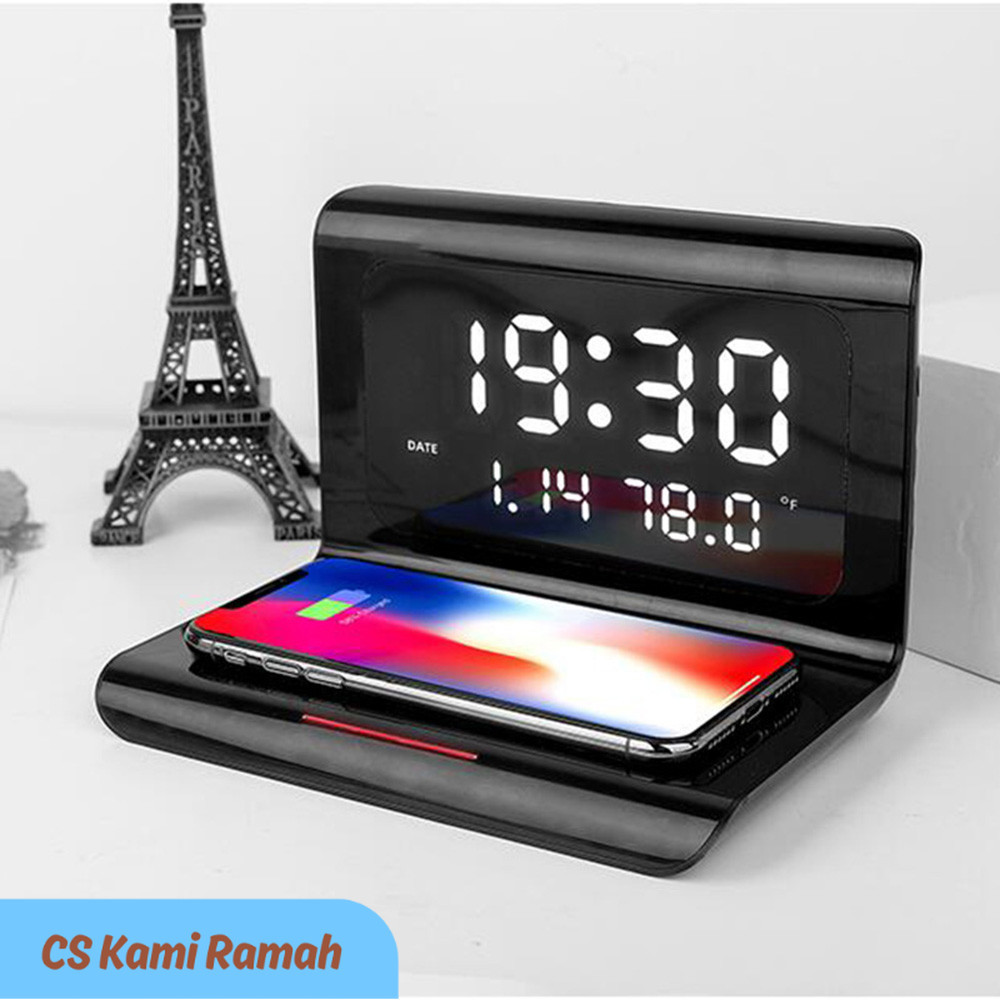 Jual TBT Wireless Charger Alarm Clock LED Smart Digital Clock Table ...