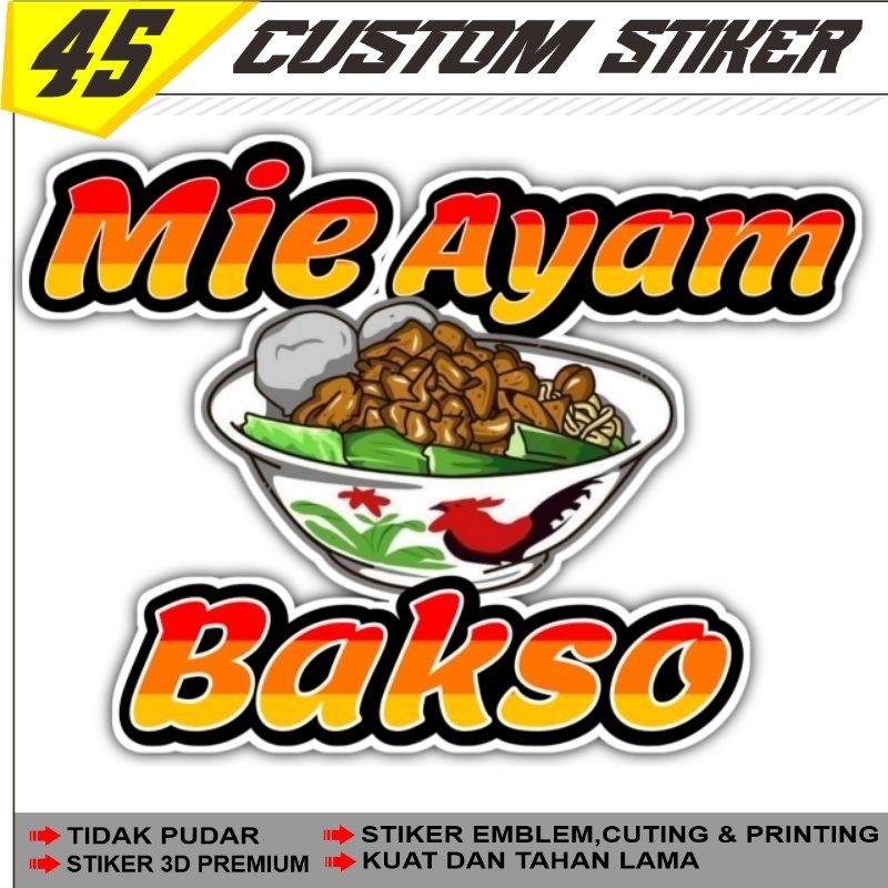 Jual Stiker Mie Ayam Bakso | Stiker Gerobak Jualan | Shopee Indonesia