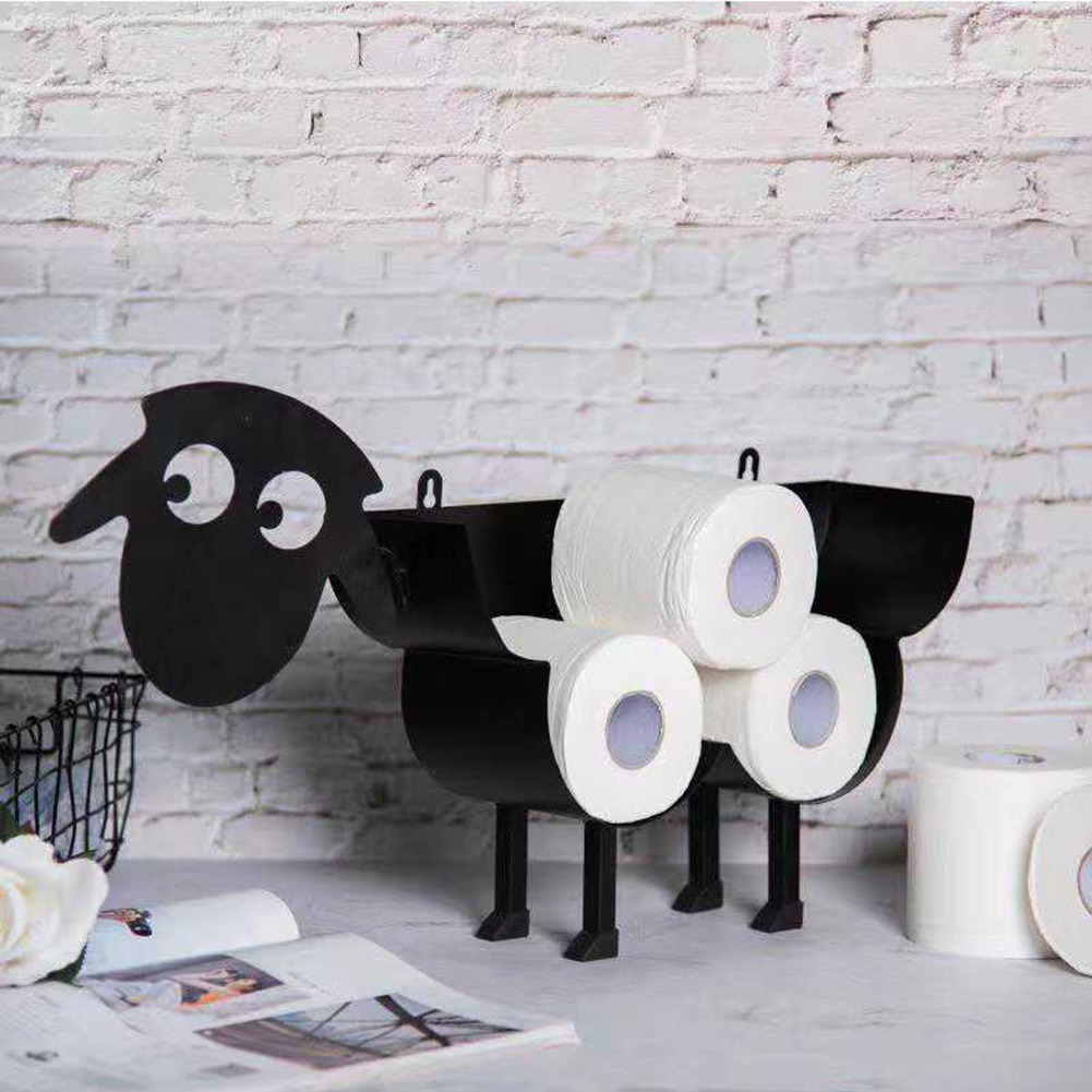Jual Cute Metal Sheep Dog Shape Toilet Tissue Rack Iron Free Standing ...