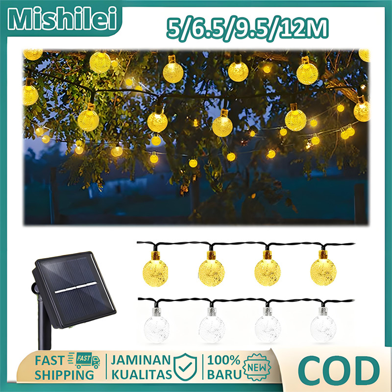 Mishilei 12M 100LEDLampu String Surya Lampu String Outdoor Waterproof Dekorasi Pohon Natal Warna Warni Led Ramadhan Dekorasi
