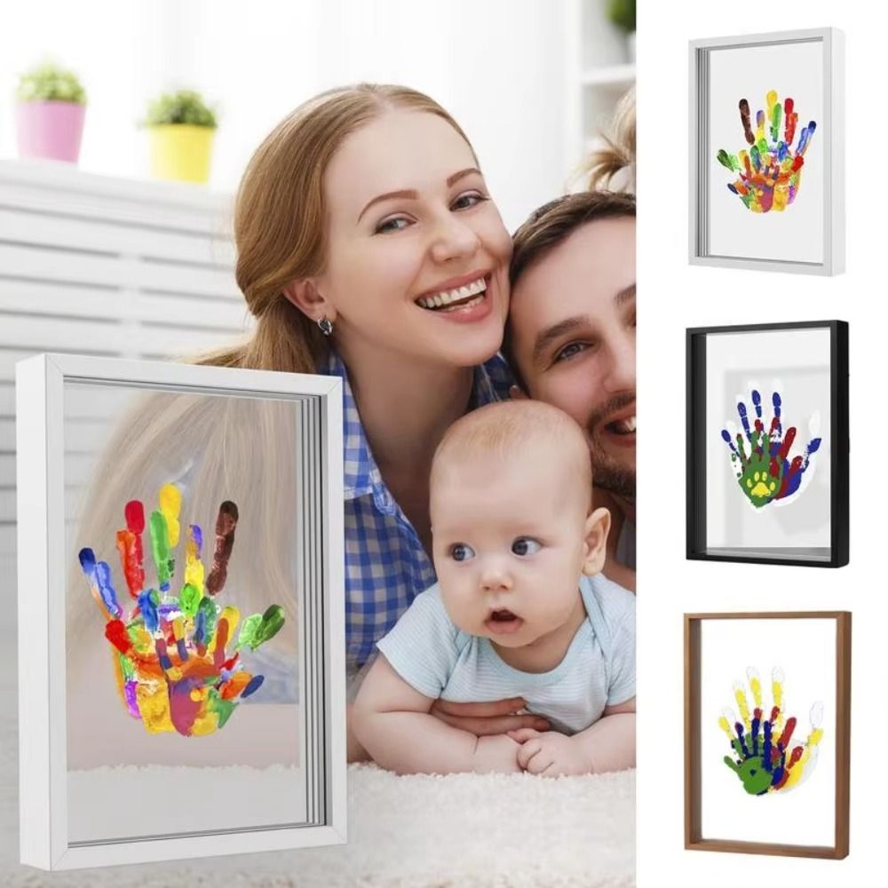 Jual Wooden Frame Handprint Photo Frame Kit with 6 Paints Pen Eraser ...