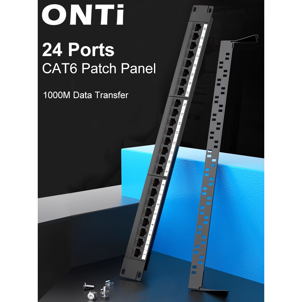 Jual 24 Port Cat6 Patch Panel with Inline Keystone 1U Tool-Free Rack ...