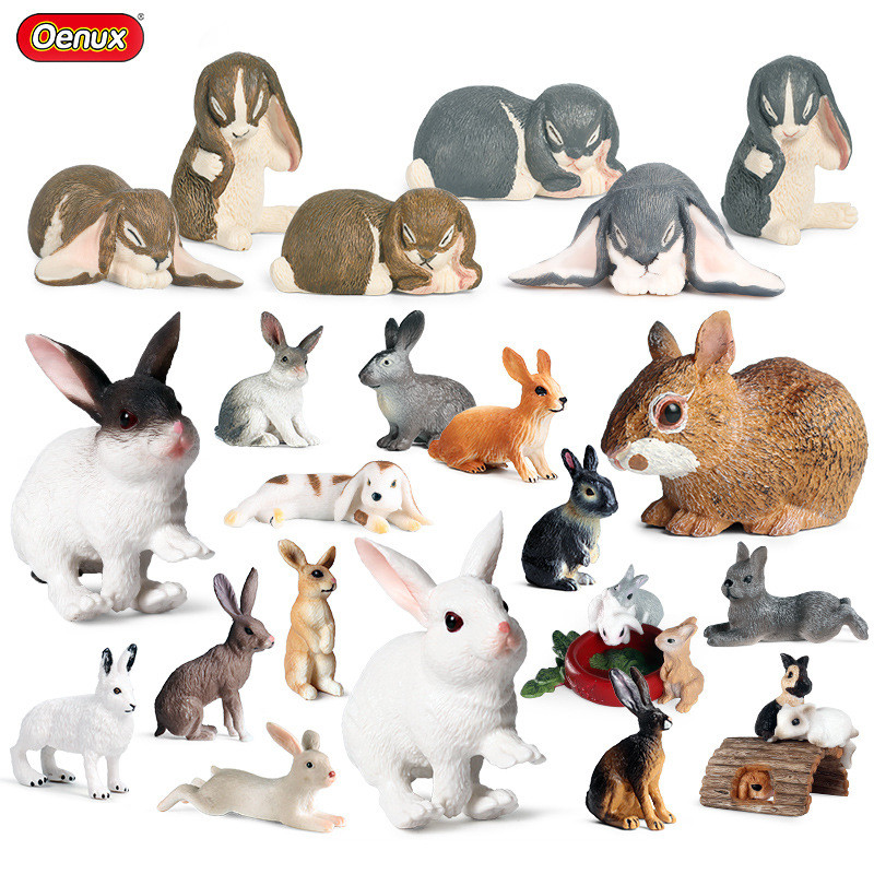 Jual Oenux Lovely Farm Rabbit Bunny Model Action Figure Figurine Wild ...
