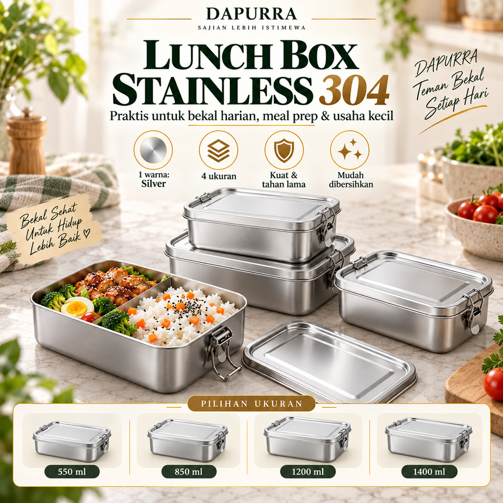 Jual Stainless Lunch Box Kotak Makan Bekal Food Container SUS 304 Anti ...