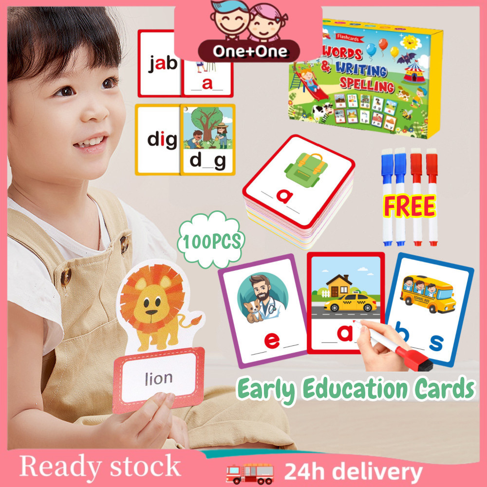 Jual 100PCS Kids CVC English Alphabet Letter Tracing Flash Card ...