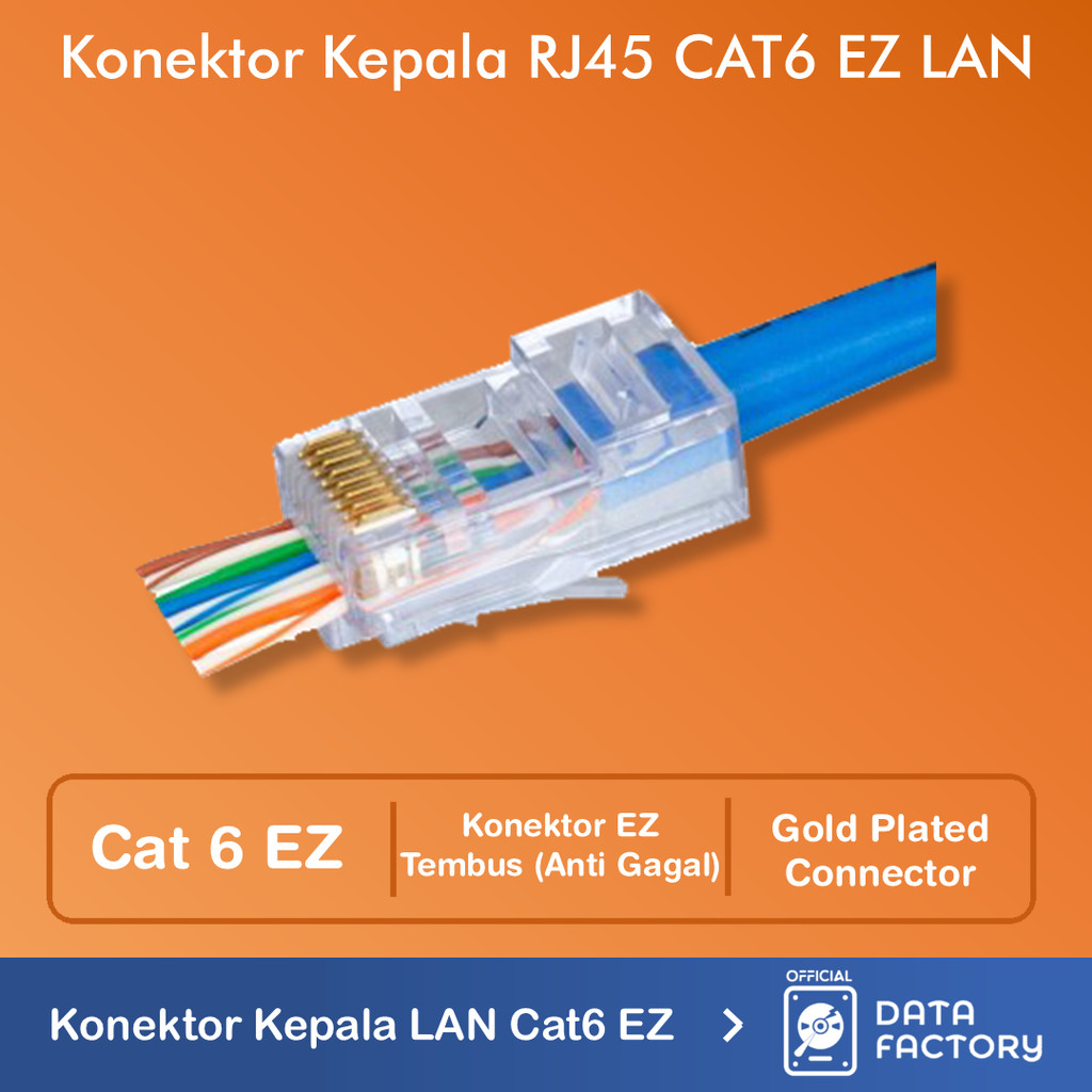 Jual Connector LAN RJ45 CAT6 EZ Konektor Kabel Kepala Anti Gagal Jack ...